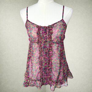 Vintage Y2K Express Floral Ruffle Cami Top